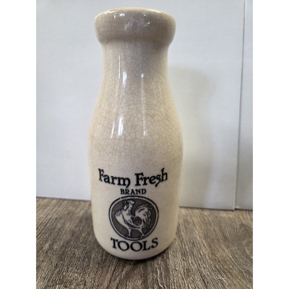 Farm Fresh Brand Tools Ceramic Bottle Vase Chicken Rooster Farmhouse Decor